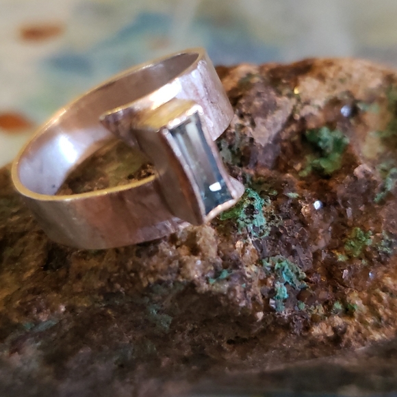 AQUAMARINE Zigzag Lightning Bolt Handmade S - Picture 6 of 10